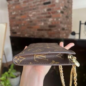 Louis Vuitton Brown Monogram Crossbody Pouch with Gold Chain